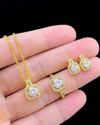 Fashion Jewelry Set Zircon Gem Pendant Chain