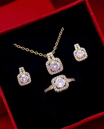 Fashion Jewelry Set Zircon Gem Pendant Chain