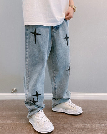 Men Straight Loose Wide-leg Pants