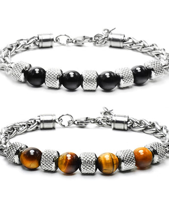 Men's Adjustable Natural Stone Bead Stainless steal