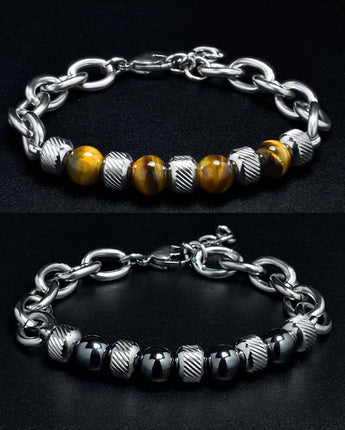 Men's Adjustable Natural Stone Bead Stainless steal