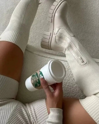 Thigh High Stretch Knit Boots