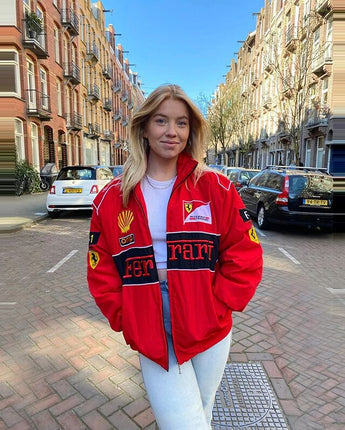 Embroidery Casual Zipper Long Sleeve Racing Jacket