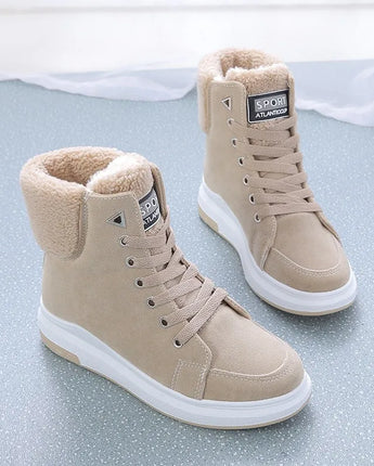 Boots Women Ankle Boots Warm PU Plush Winter Woman Shoes Sneakers