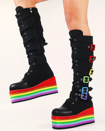 GIGIFOX Brand  Fashion Gothic  Platform Buckles Zipper Colorful Great Quality Boots