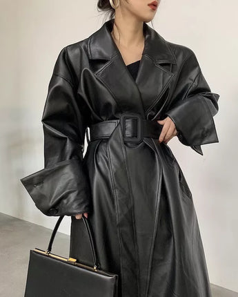 Lautaro Long leather trench coat