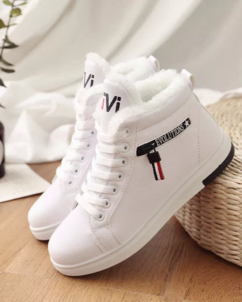 Winter Boots Women Ankle Boots Warm PU Plush Winter Woman Shoes Sneakers