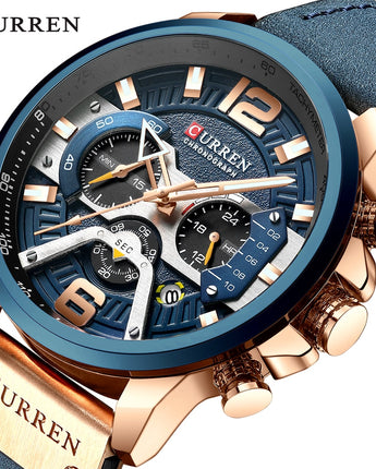 Military Leather Chronograph Wristwatch