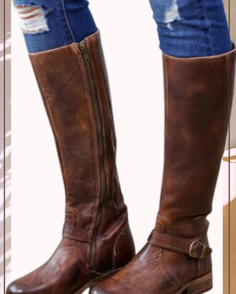 Mid-Calf High Knight Buckle Boots