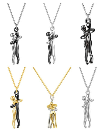 Couple Hugging Pendant Necklace