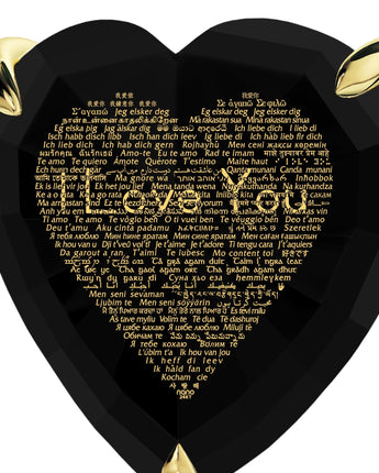 Gold Plated Silver Heart Jewelry Set 120 Languages I Love You Necklace and Crystal Earrings